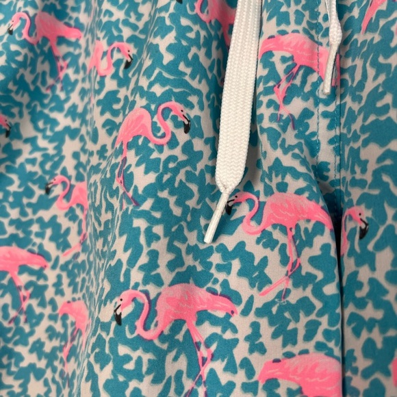 Chubbies Swim Trunks Shorts The Domingos Are For Flamingos AOP Medium Blue Pink - Picture 2 of 7